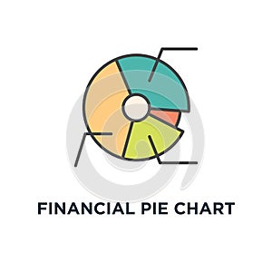 financial pie chart icon. round diagram with data, business development concept symbol design, infographic info chart,