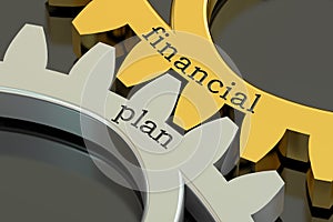 Financial Plan concept on the gearwheels, 3D rendering