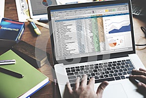 Financial Planning Accounting Report Spreadsheet Concept photo