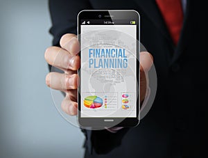 Financial planning businessman smartphone