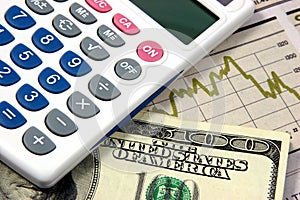 Financial planning calculator closeup
