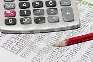 Financial planning with calculator and pencil