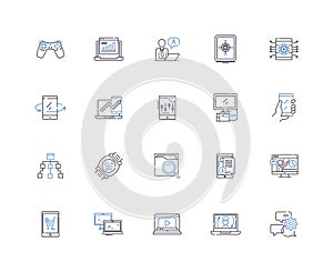 Financial planning line icons collection. Budgeting, Retirement, Investments, Savings, Wealth, Stability, Security