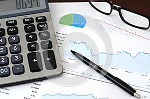 Financial Planning or SEO Concept - Sales or Visitors Report and Graphs Analysis photo
