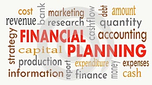 Financial planning, word cloud concept on white background. Illustration