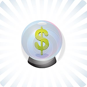 Financial prediction crystal ball illustration