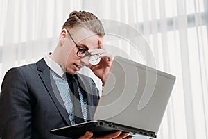 Financial problems failure stressed business man