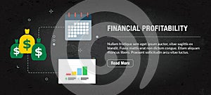 Financial profitability, banner internet with icons in vector