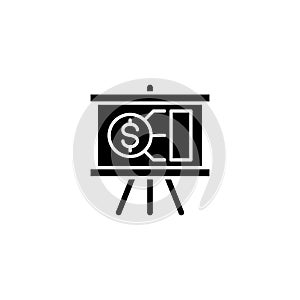Financial project black icon concept. Financial project flat vector symbol, sign, illustration.