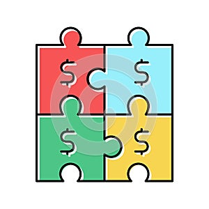 financial puzzle and diversification color icon vector illustration