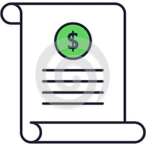Financial report icon flat vector paper document