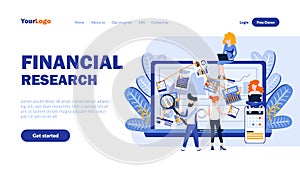 Financial research flat landing page template