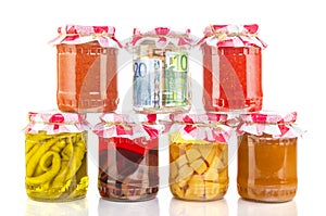 Financial reserves money conserved in a glass jar photo