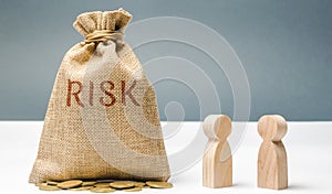 Financial risk management concept. Businessmen discuss methods to avoid financial crisis. The process of making and implementing