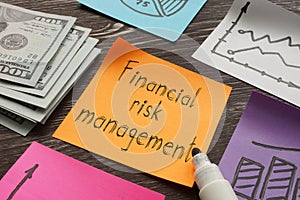 Financial risk management is shown on the business photo using the text