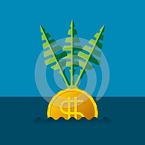 Financial or savings growth vector concept in flat style