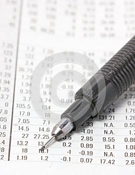 Financial Section With Automatic Pencil.