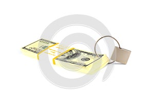 Financial security concept - padlock and dollars