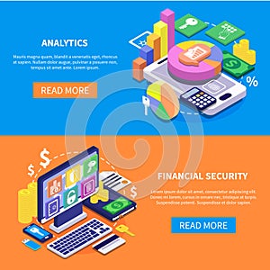 Financial Security Isometric Banners