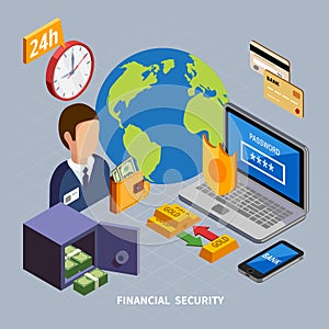 Financial Security Isometric Composition