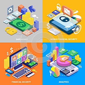 Financial Security Isometric Set