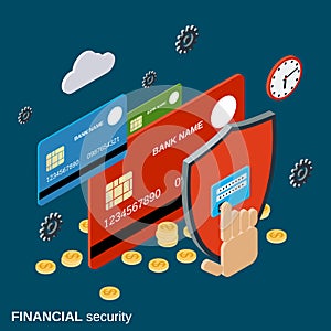 Financial security, online banking, money protection vector concept