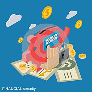 Financial security, online banking protection vector concept