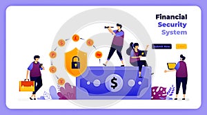 Financial security system in global banking and digital transactions. vector illustration for landing page, banner, website, web,