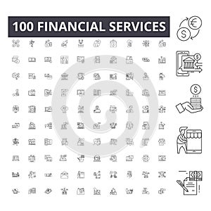 Financial services line icons, signs, vector set, outline illustration concept