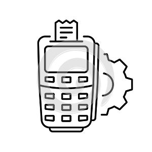 Financial Settings on POS Line Icon. Money Banking Payment Linear Pictogram. Bank Terminal Options Outline Symbol