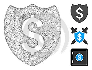 Financial Shield Polygonal Web Vector Mesh Illustration