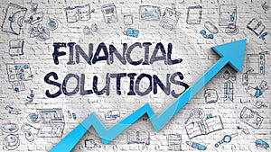 Financial Solutions Drawn on White Wall.