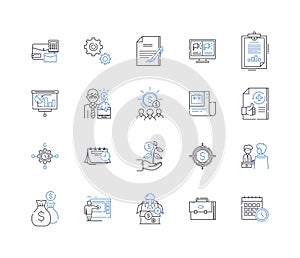 Financial Stability line icons collection. Budgeting, Investment, Savings, Planning, Stability, Security, Asset vector