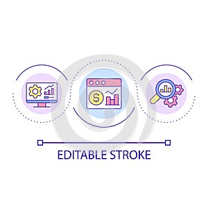 Financial statement analysis loop concept icon