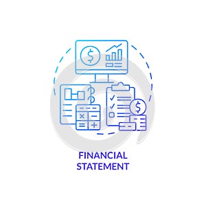 Financial statement blue gradient concept icon