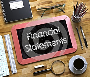 Financial Statements Concept on Small Chalkboard. 3D. photo