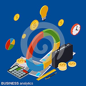 Financial statistics, business report, market trends analysis vector concept
