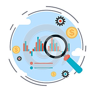 Financial statistics, market trends analysis, business chart vector concept