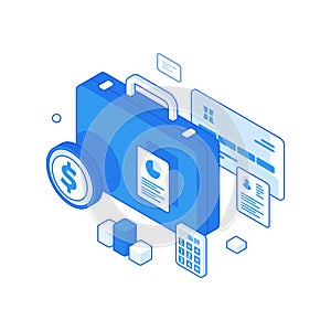 Financial statistics and reliable business savings isometric concept. Economic management and storage of interest