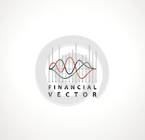 Financial Stock Exchange Market Charts Logo design abstract vector template. Finance company Logotype concept.