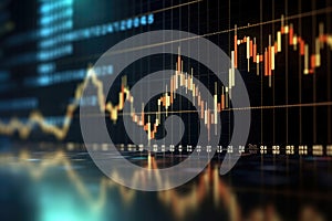 financial stock market graph and candlestick chart suitable for financial investment concept