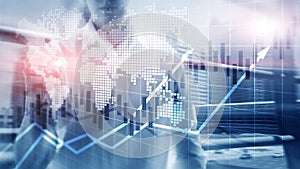 Financial Stock Market Graphs Candle Chart ROI Return On Investment Business Concept.