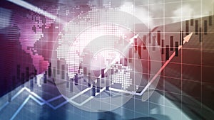 Financial Stock Market Graphs Candle Chart ROI Return On Investment Business Concept.