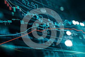 Financial stock market investment trading graph. Candle stick graph chart.