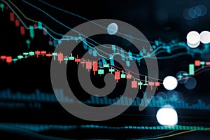 Financial stock market investment trading graph. Candle stick graph trend on technology