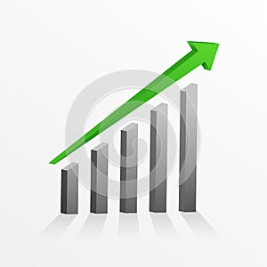 financial stock trading chart with rise up green arrow photo