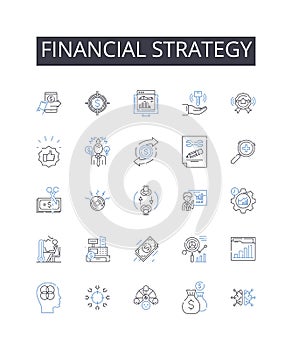 Financial strategy line icons collection. Booking, Scheduling, Rescheduling, Calendar, Availability, Reminder, Confirm