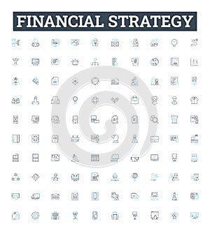 Financial strategy vector line icons set. Financial, Strategy, Investment, Planning, Budgeting, Forecasting, Analysis