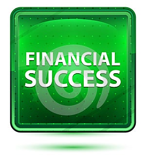 Financial Success Neon Light Green Square Button