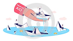 Financial support for business survival concept vector flat illustration